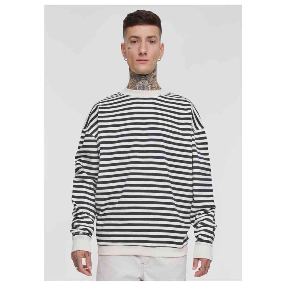 Urban Classics - Striped Pull ras du cou - Beige/Noir